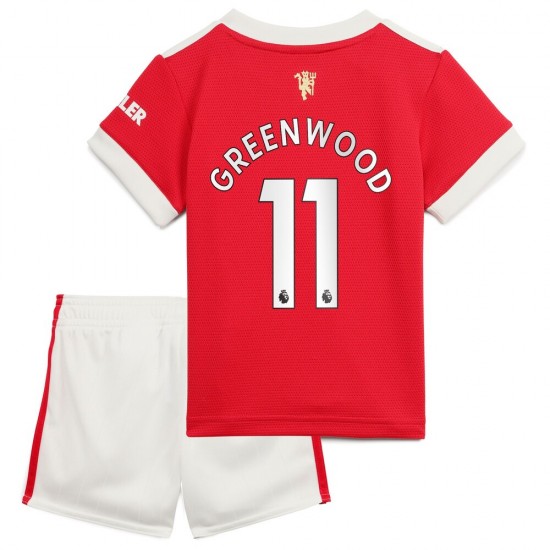 Camisola Manchester United Mason Greenwood 11 Criança Equipamento Primeiro 2021-2022 Manga Curta
